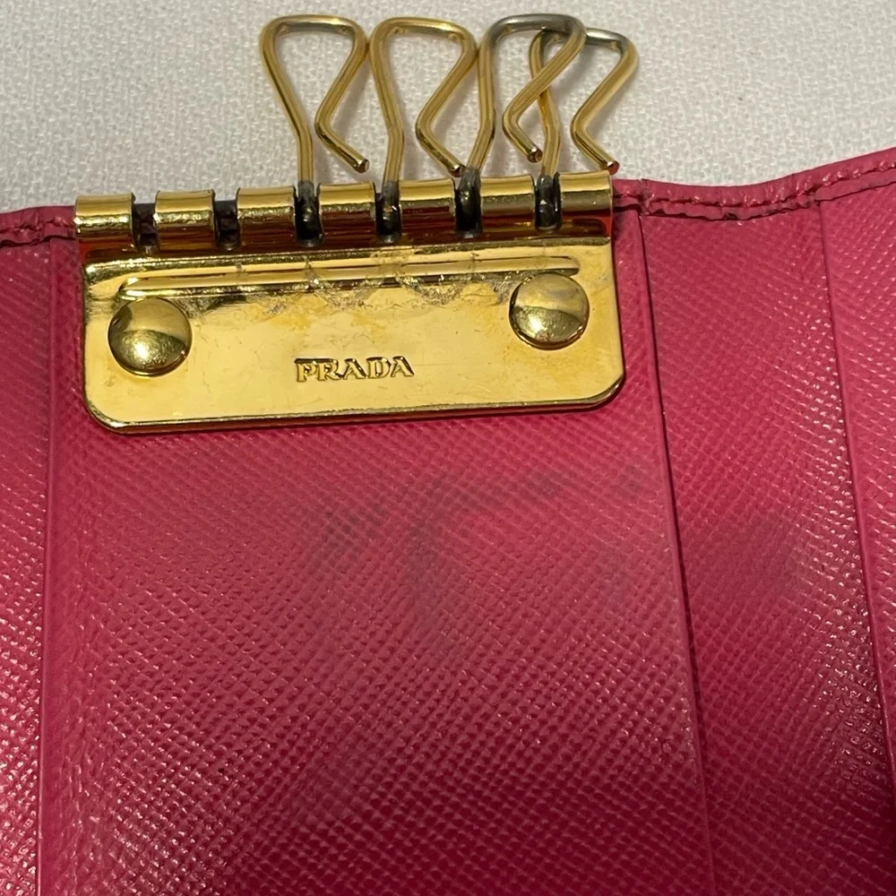 Prada Pink Saffiano leather key case